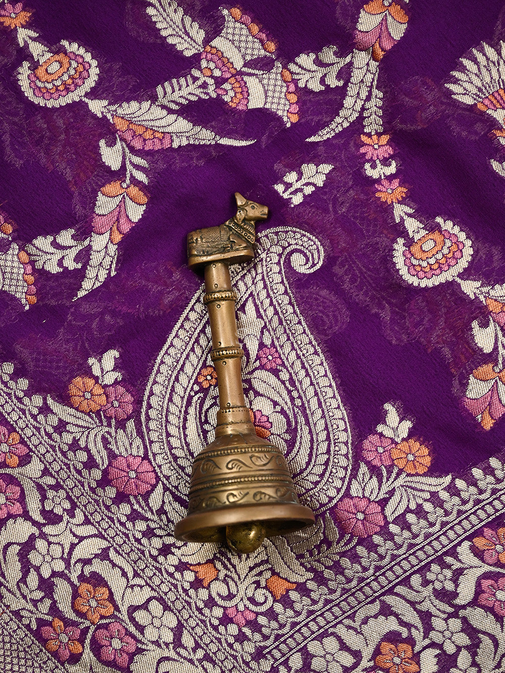 Purple Meenakari Khaddi Georgette Handloom Banarasi Suit - Sacred Weaves