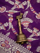 Purple Meenakari Khaddi Georgette Handloom Banarasi Suit - Sacred Weaves