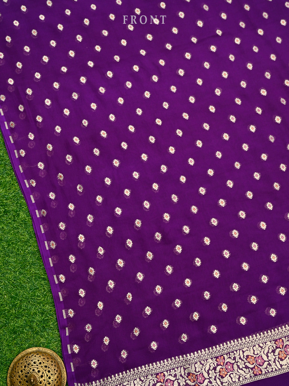 Purple Meenakari Khaddi Georgette Handloom Banarasi Suit - Sacred Weaves