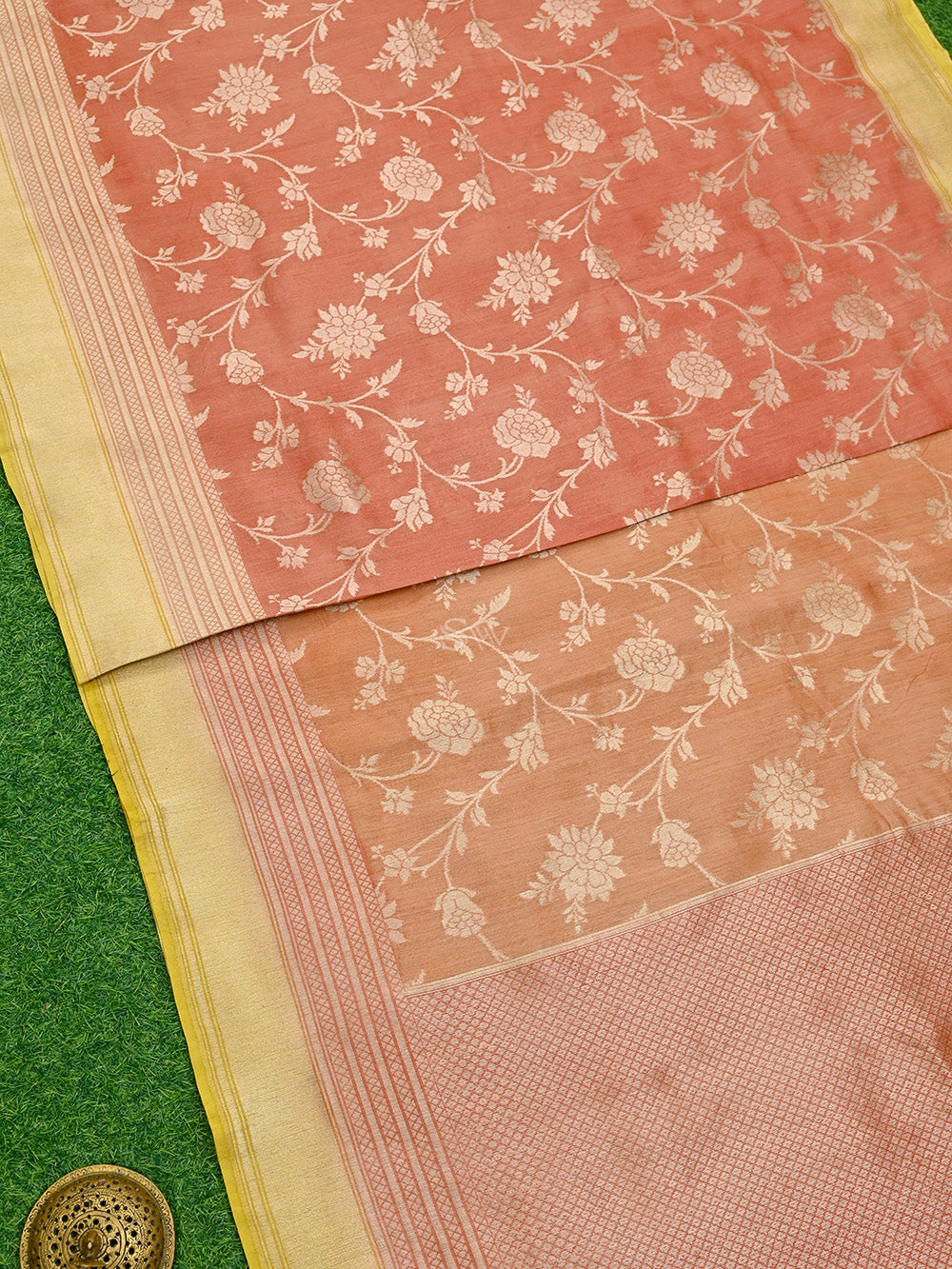 Pastel Rust Shaded Moonga Silk Handloom Banarasi Saree