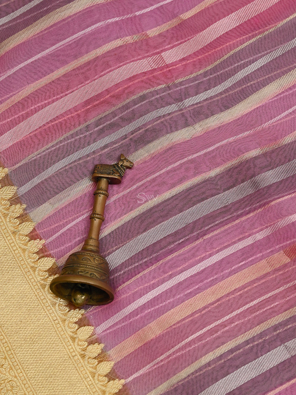 Pink Purple Rangkat Organza Handloom Banarasi Saree - Sacred Weaves