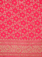 Magenta Booti Crepe Silk Handloom Banarasi Saree - Sacred Weaves