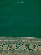 Bottle Green Satin Brocade Handloom Banarasi Saree - Sacred Weaves