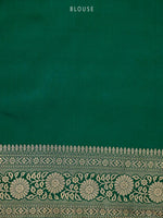 Bottle Green Satin Brocade Handloom Banarasi Saree - Sacred Weaves
