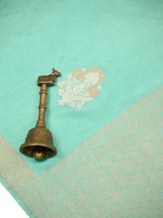 Sea Green Sona Roopa Boota Satin Silk Handloom Banarasi Saree - Sacred Weaves