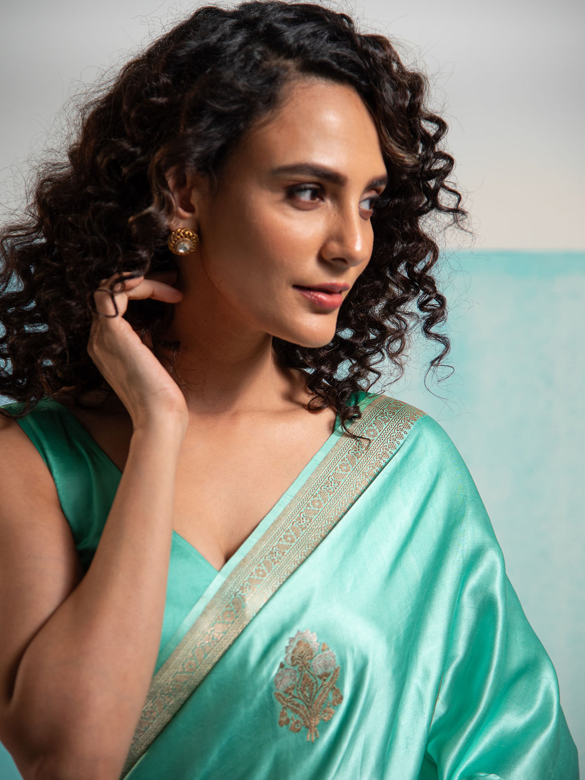 Sea Green Sona Roopa Boota Satin Silk Handloom Banarasi Saree - Sacred Weaves