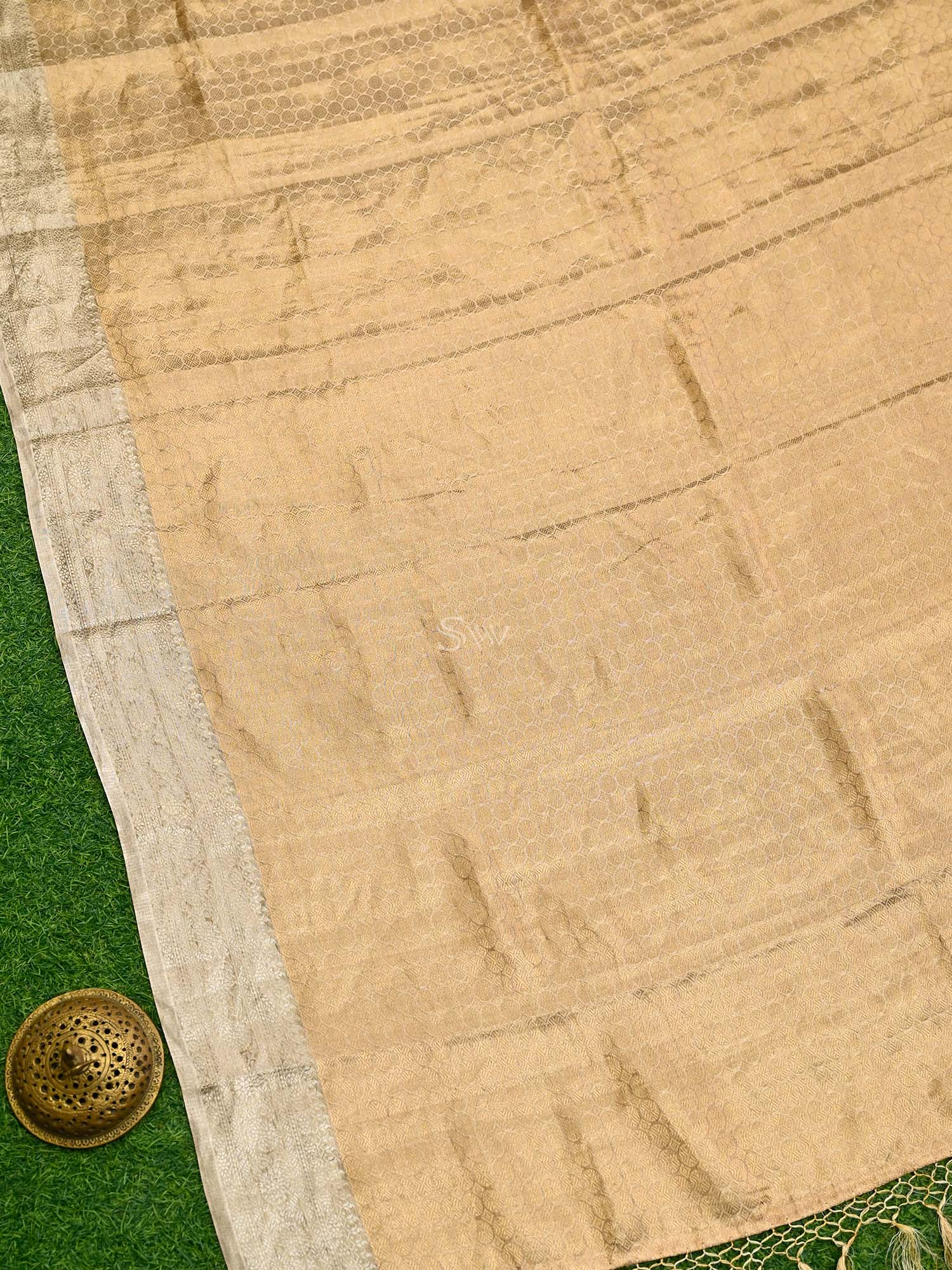 Golden Tissue Brocade Handloom Banarasi Dupatta - Sacred Weaves
