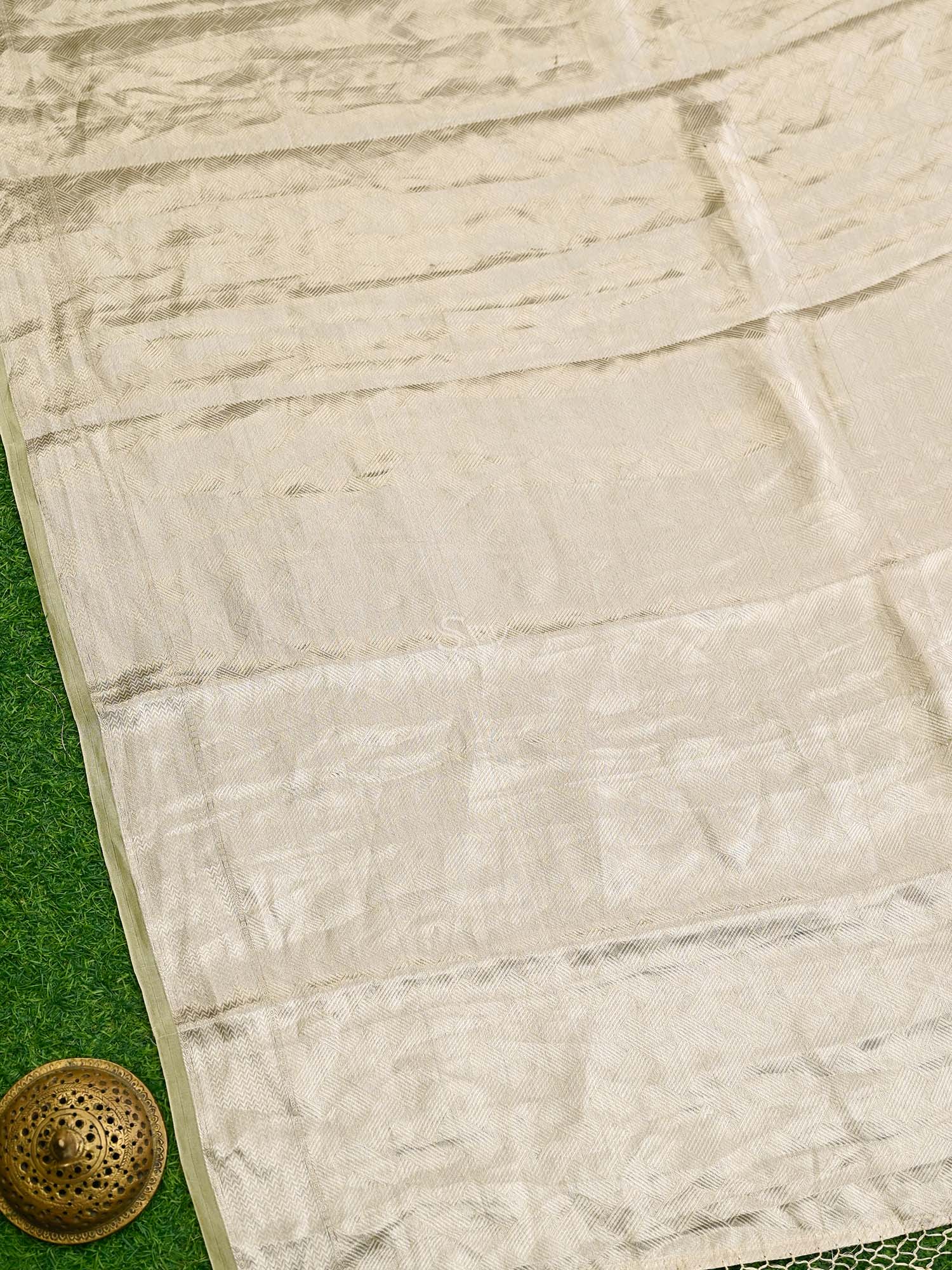 Light Yellow Tissue Brocade Handloom Banarasi Dupatta - Sacred Weaves