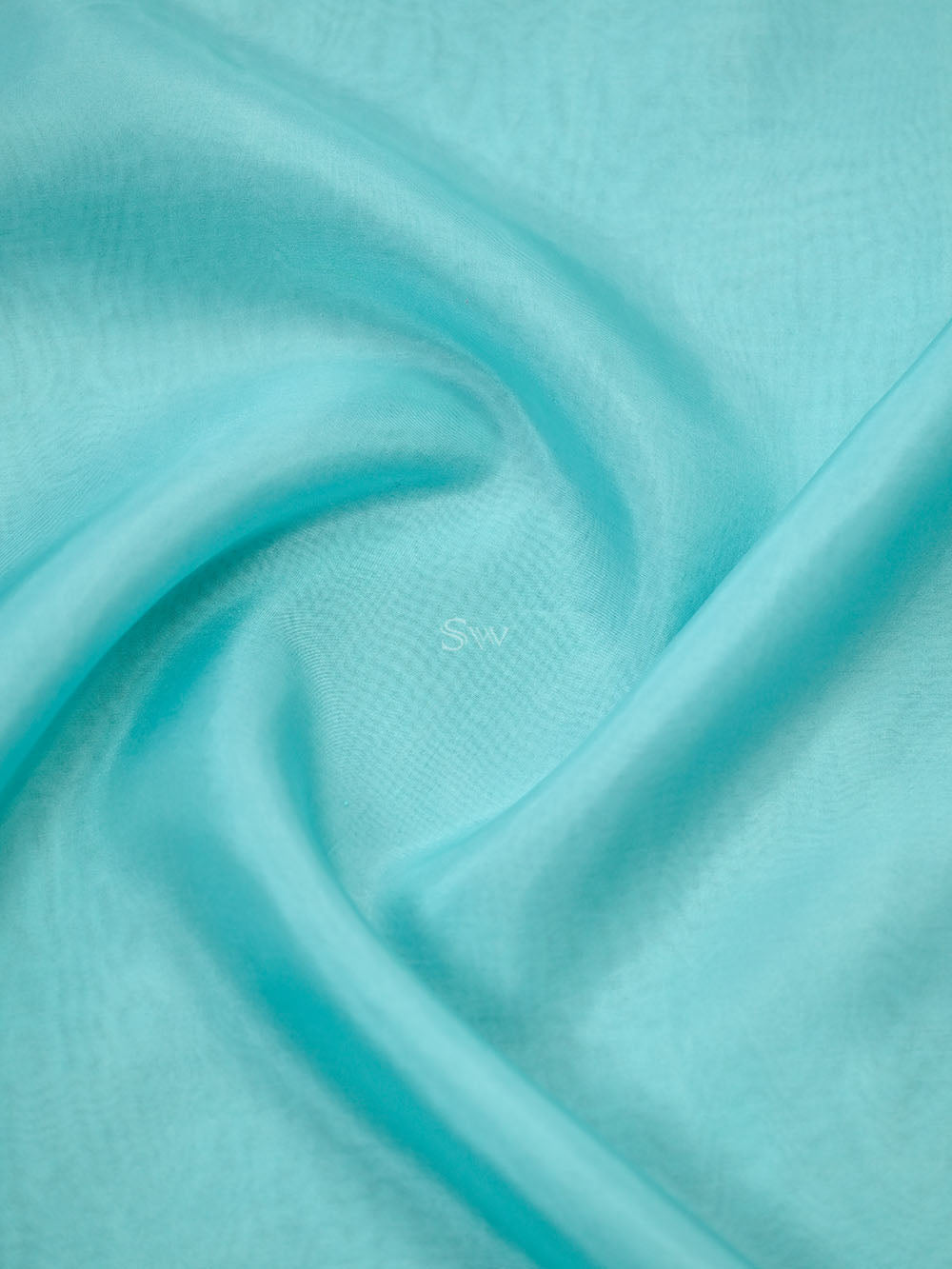 Aqua Blue Plain Silk Handloom Saree - Sacred Weaves