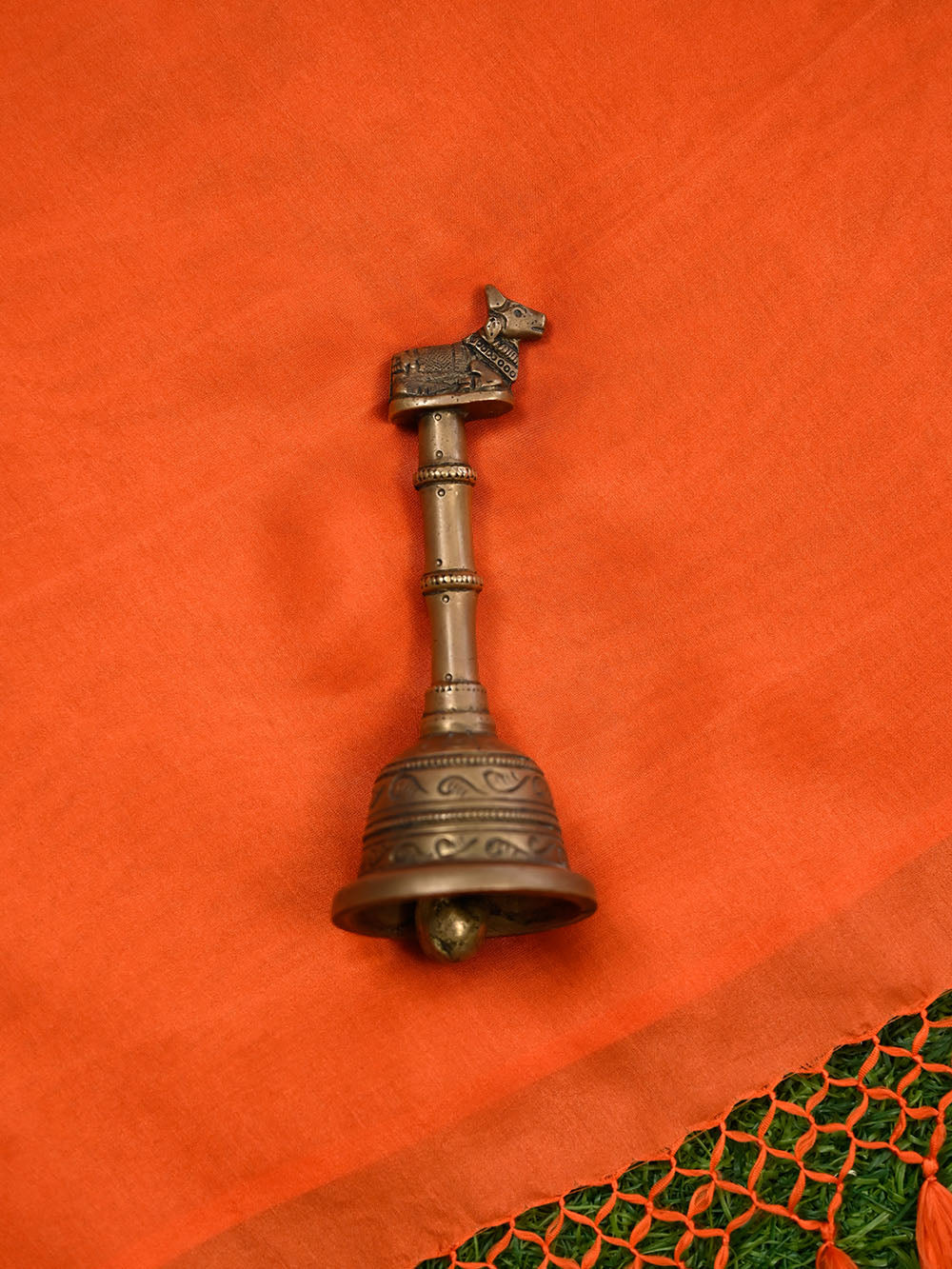 Dark Orange Plain Silk Handloom Saree