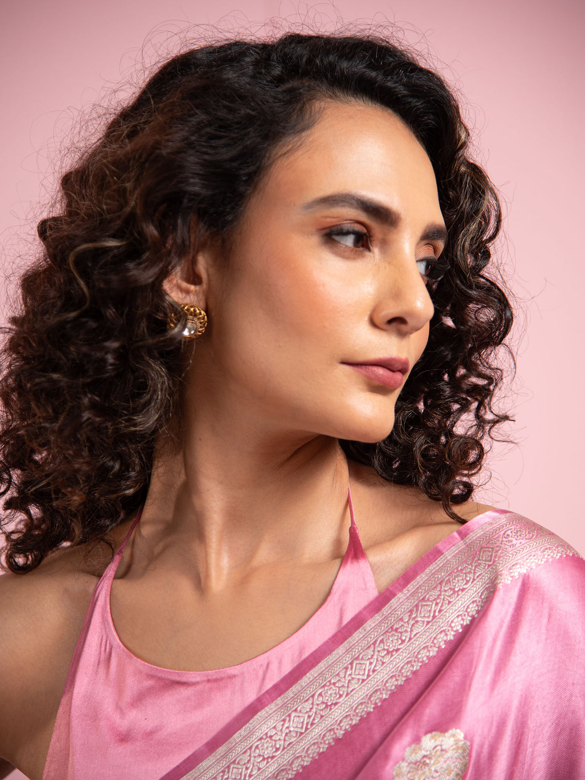 Onion Pink Sona Roopa Boota Satin Silk Handloom Banarasi Saree - Sacred Weaves