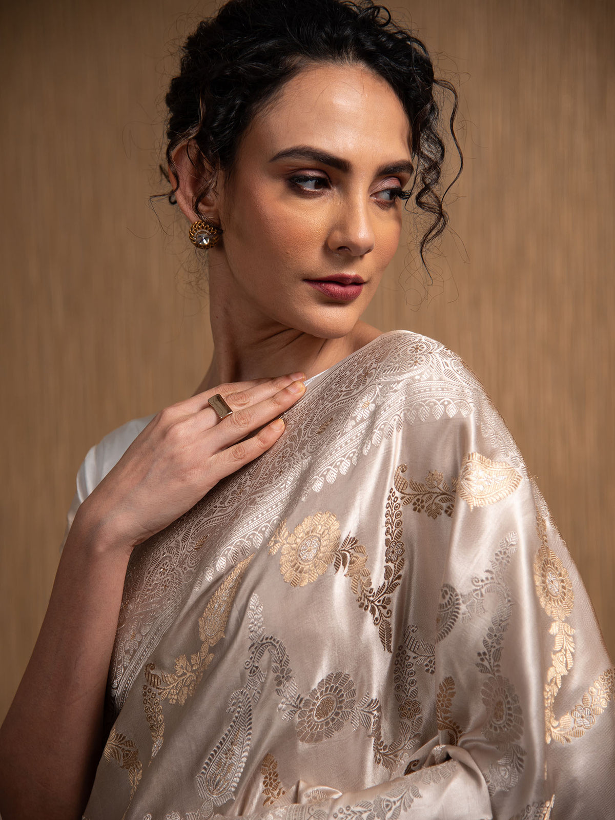 Grey Satin Sona Roopa Jaal Handloom Banarasi Saree - Sacred Weaves