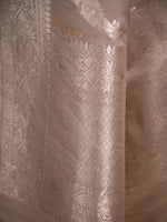 Grey Satin Sona Roopa Jaal Handloom Banarasi Saree - Sacred Weaves