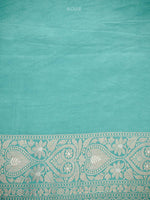 Aqua Green Satin Sona Roopa Jaal Handloom Banarasi Saree- Sacred Weaves