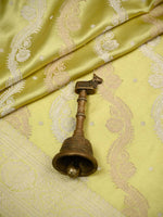 Lime Yellow Satin Sona Roopa Jaal Handloom Banarasi Saree - Sacred Weaves