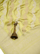 Lime Yellow Satin Sona Roopa Jaal Handloom Banarasi Saree - Sacred Weaves