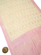Off-White Rangkat Jaal Khaddi Georgette Handloom Banarasi Saree - Sacred Weaves