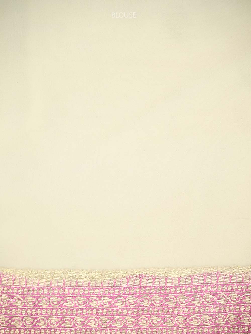 Off-White Rangkat Jaal Khaddi Georgette Handloom Banarasi Saree - Sacred Weaves