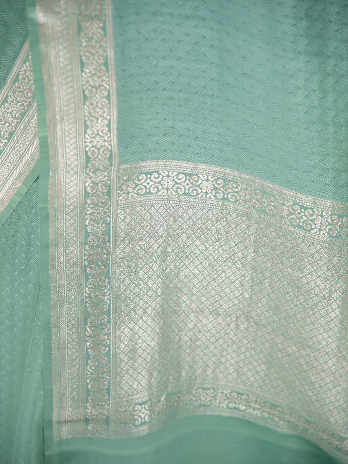 Pastel Green Satin Tanchoi Handloom Banarasi Saree - Sacred Weaves