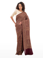Brown Jaal Crepe Silk Handloom Banarasi Saree - Sacred Weaves