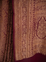Brown Jaal Crepe Silk Handloom Banarasi Saree - Sacred Weaves