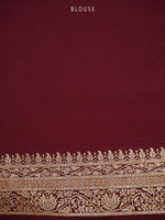 Brown Jaal Crepe Silk Handloom Banarasi Saree - Sacred Weaves