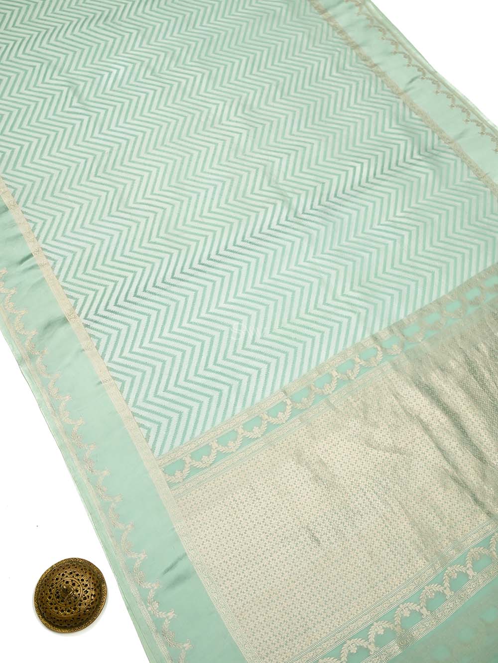 Pastel Green Organza Handloom Banarasi Saree - Sacred Weaves