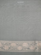 Pastel Grey Organza Handloom Banarasi Saree - Sacred Weaves