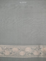 Pastel Grey Organza Handloom Banarasi Saree - Sacred Weaves