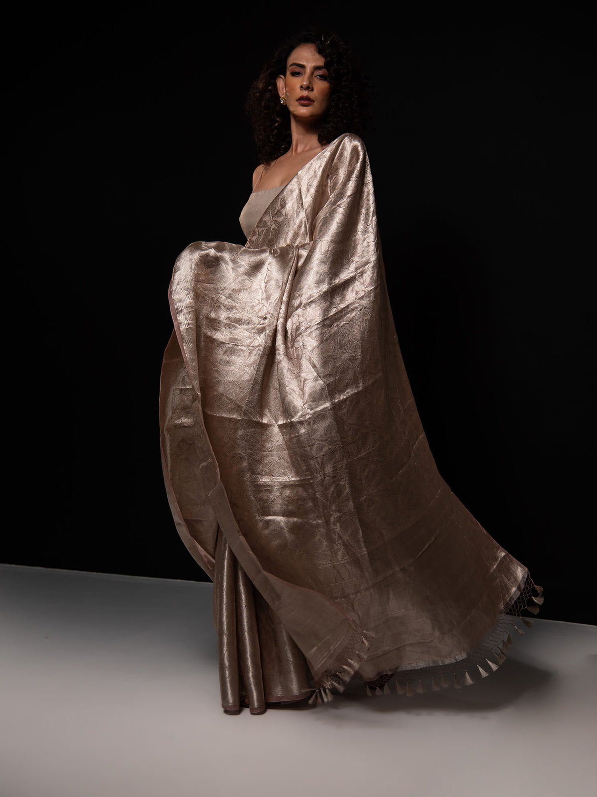 Dusky Pink Tissue Brocade Handloom Banarasi Saree - Sacred Weaves