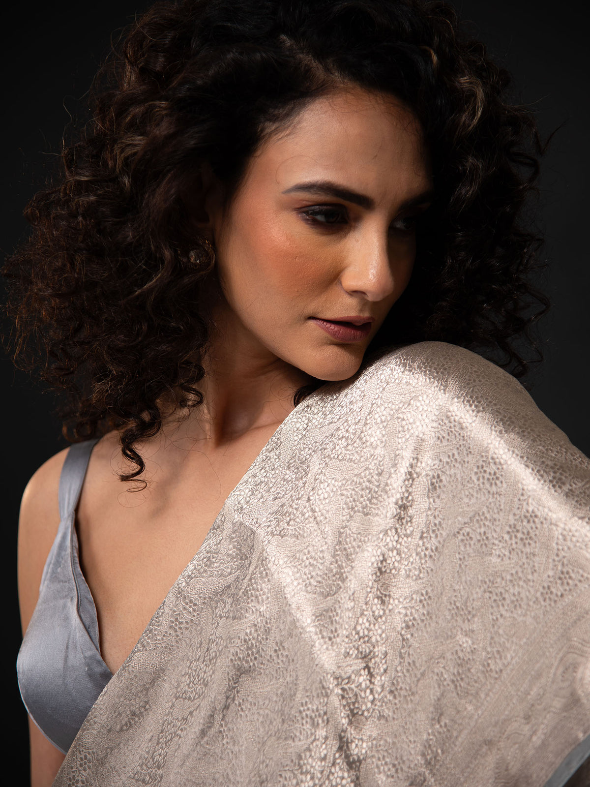 Grey Tissue Brocade Handloom Banarasi Saree - Sacred Weaves