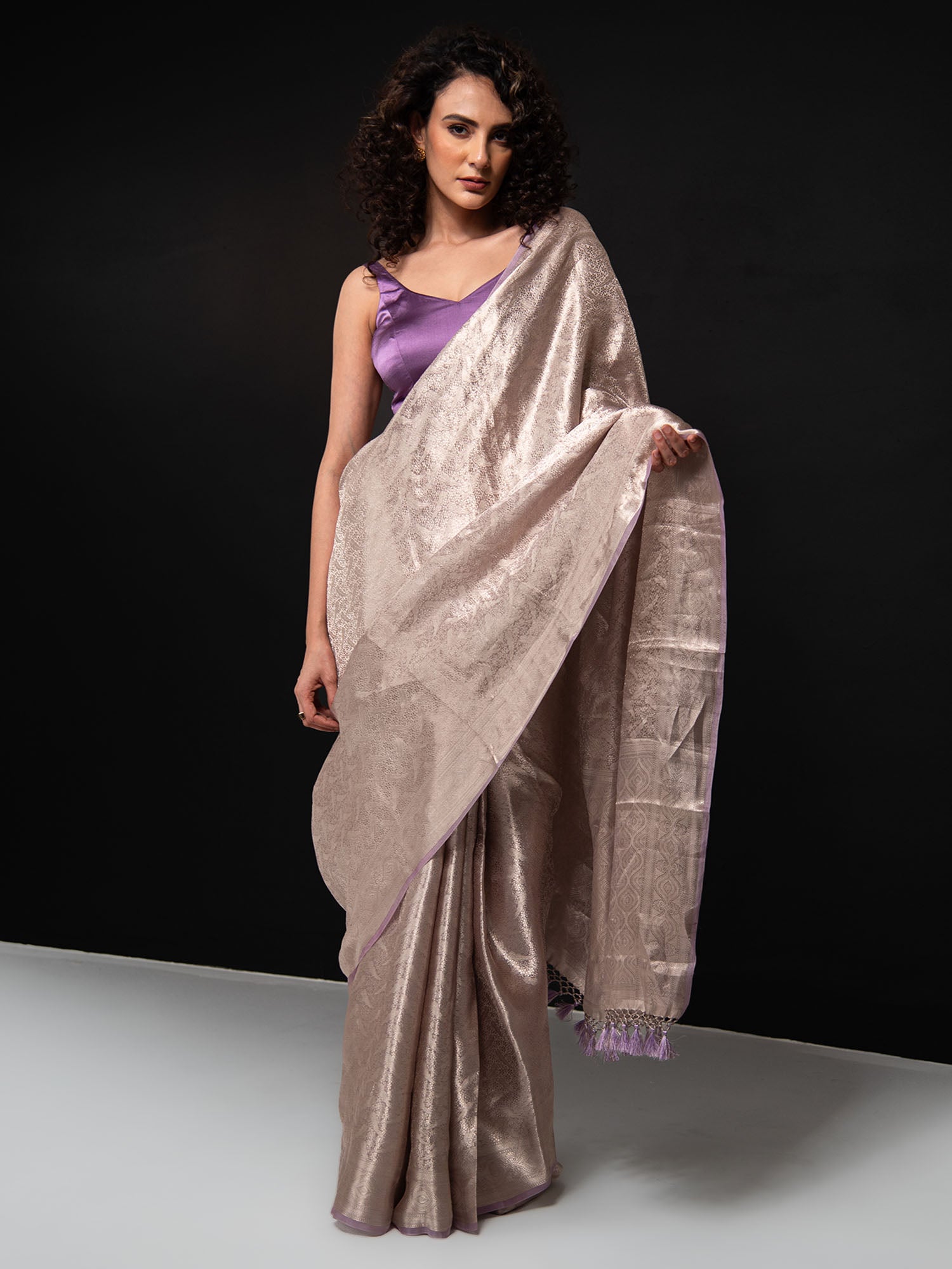 Pastel Purple Tissue Brocade Handloom Banarasi Saree - Sacred Weaves