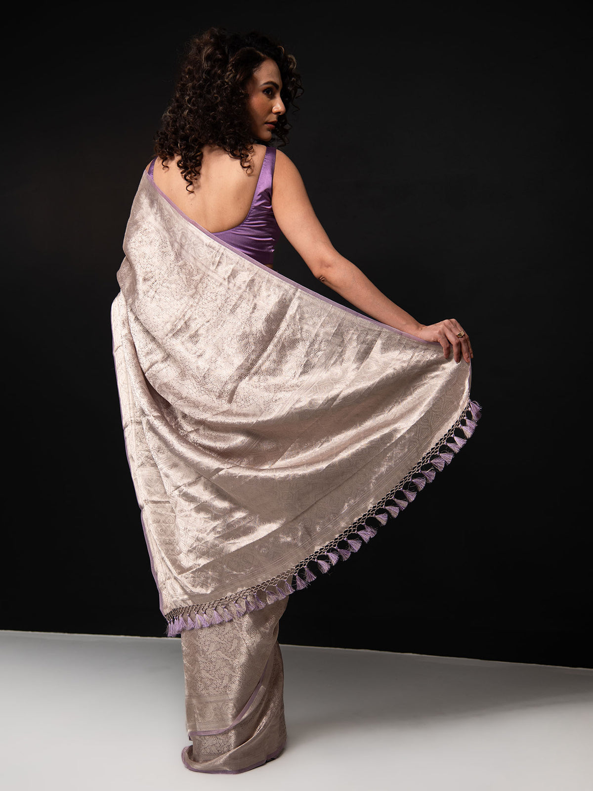 Pastel Purple Tissue Brocade Handloom Banarasi Saree - Sacred Weaves