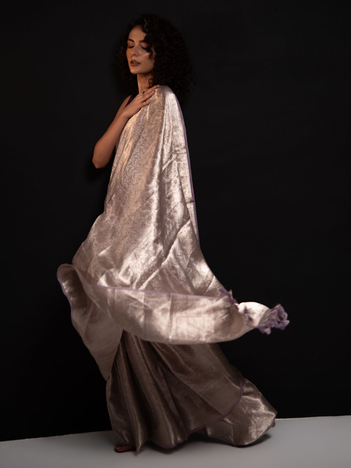 Pastel Purple Tissue Brocade Handloom Banarasi Saree - Sacred Weaves