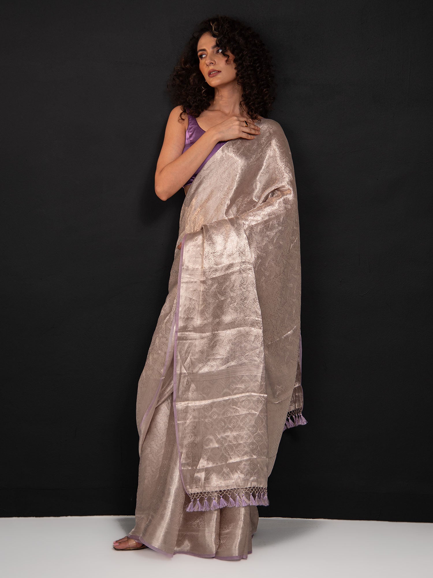 Pastel Purple Tissue Brocade Handloom Banarasi Saree - Sacred Weaves