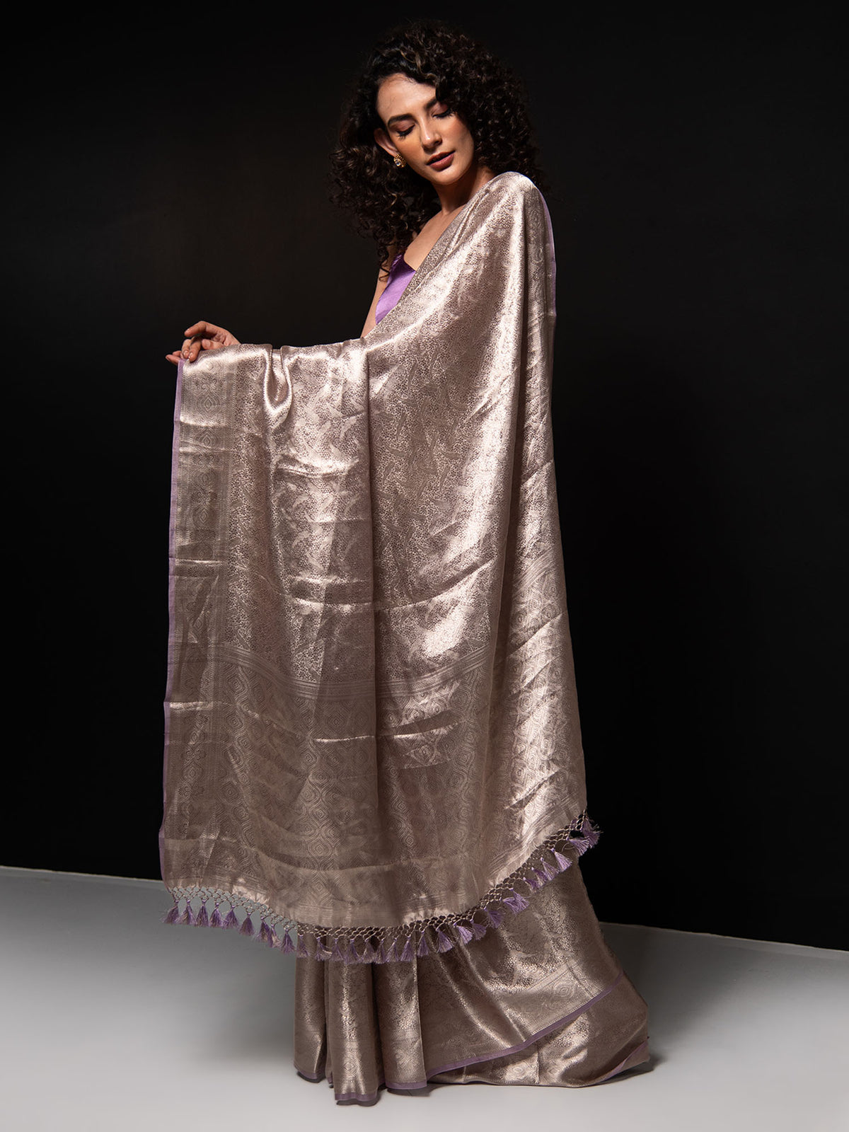 Pastel Purple Tissue Brocade Handloom Banarasi Saree - Sacred Weaves