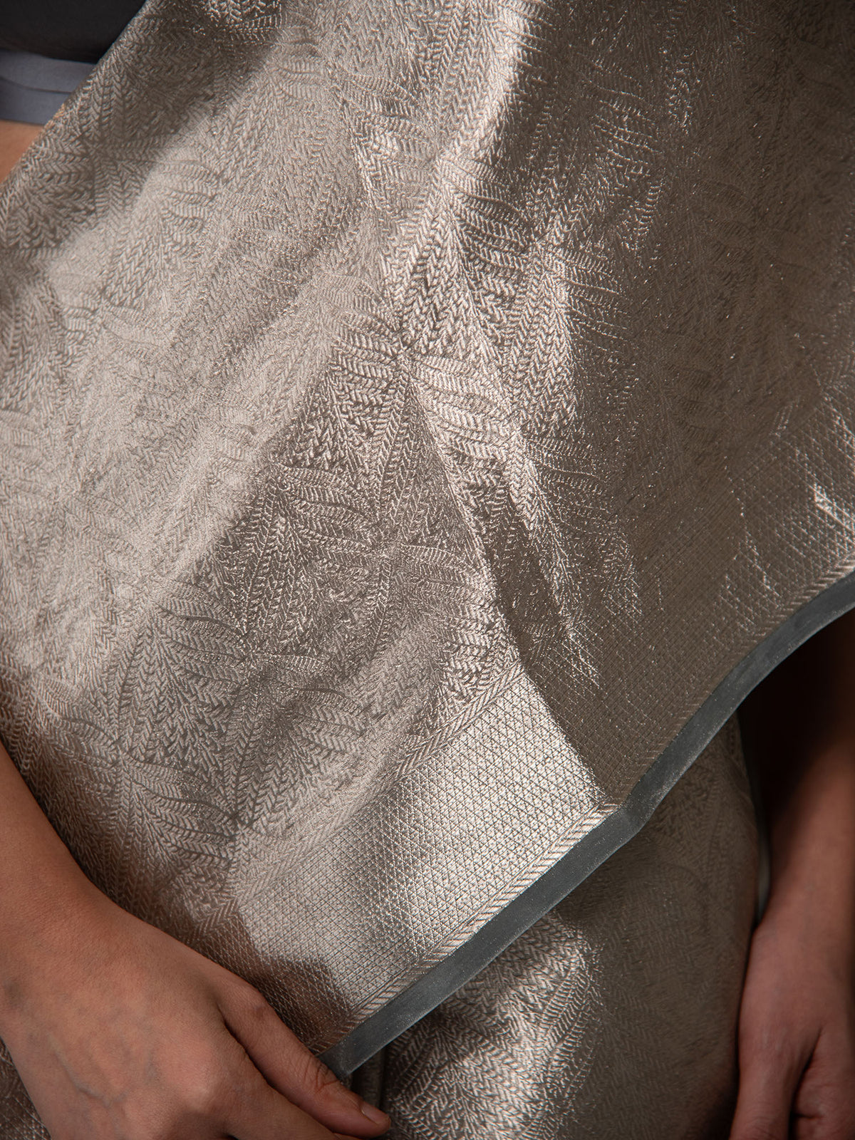 Grey Tissue Brocade Handloom Banarasi Saree - Sacred Weaves