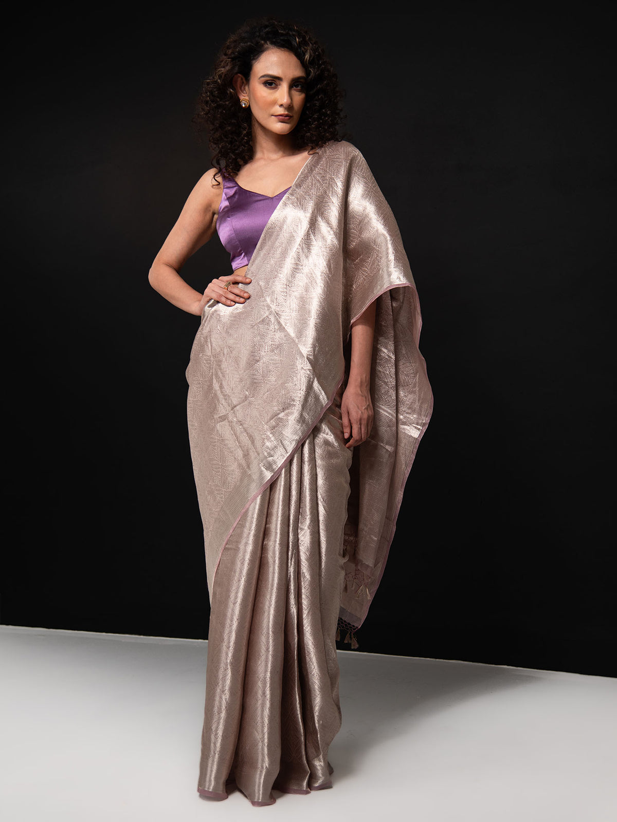 Mauve Tissue Brocade Handloom Banarasi Saree - Sacred Weaves