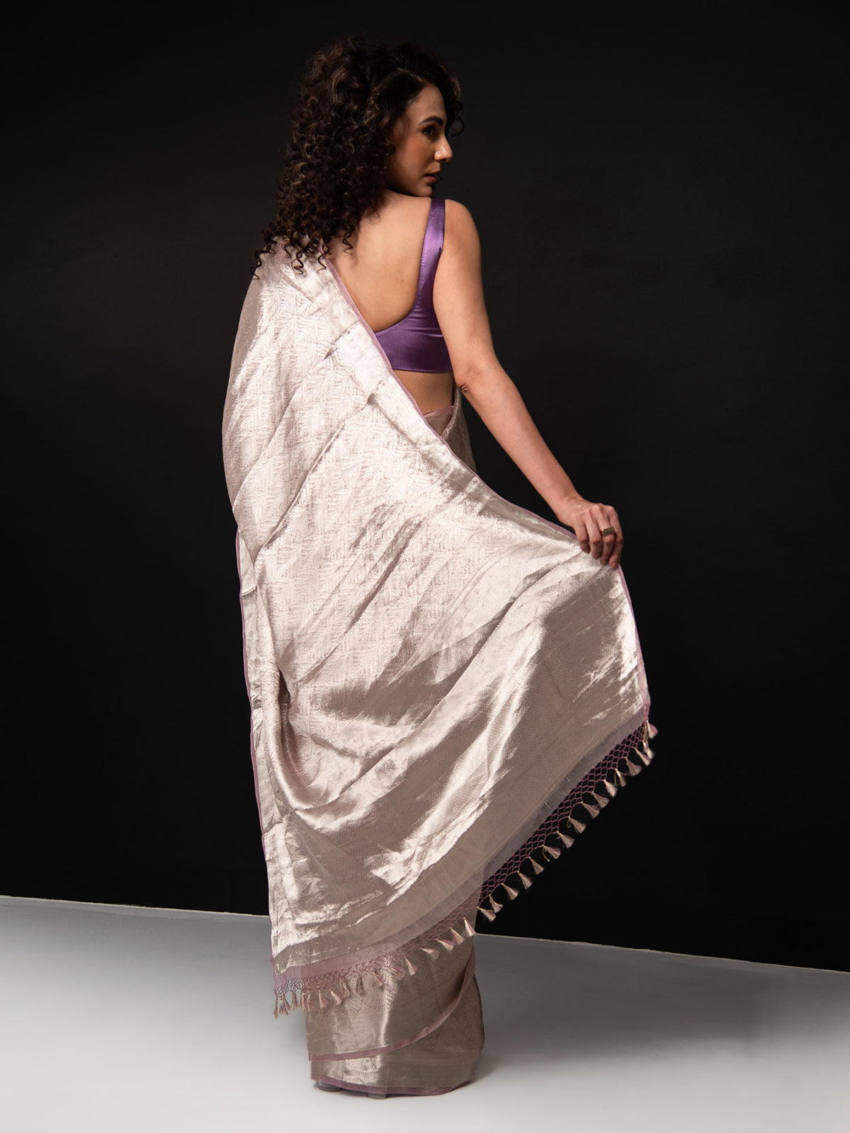 Mauve Tissue Brocade Handloom Banarasi Saree - Sacred Weaves