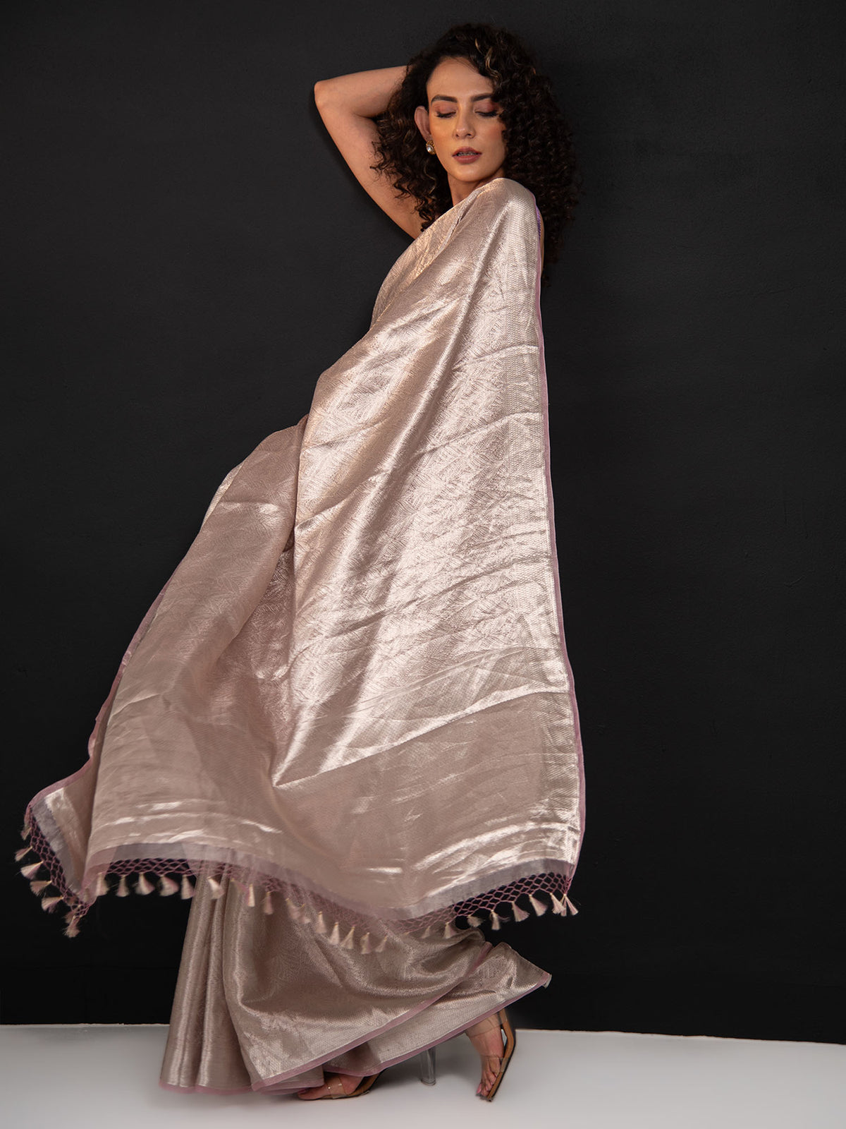 Mauve Tissue Brocade Handloom Banarasi Saree - Sacred Weaves