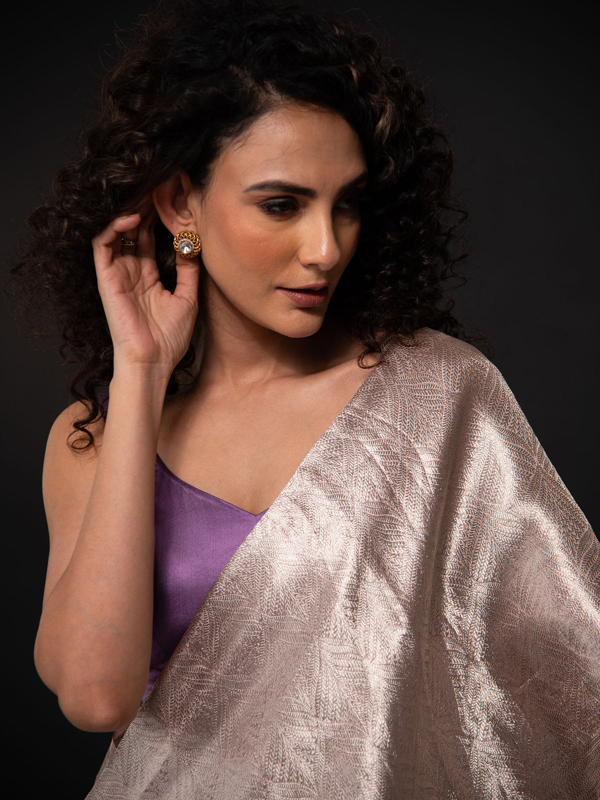 Mauve Tissue Brocade Handloom Banarasi Saree - Sacred Weaves