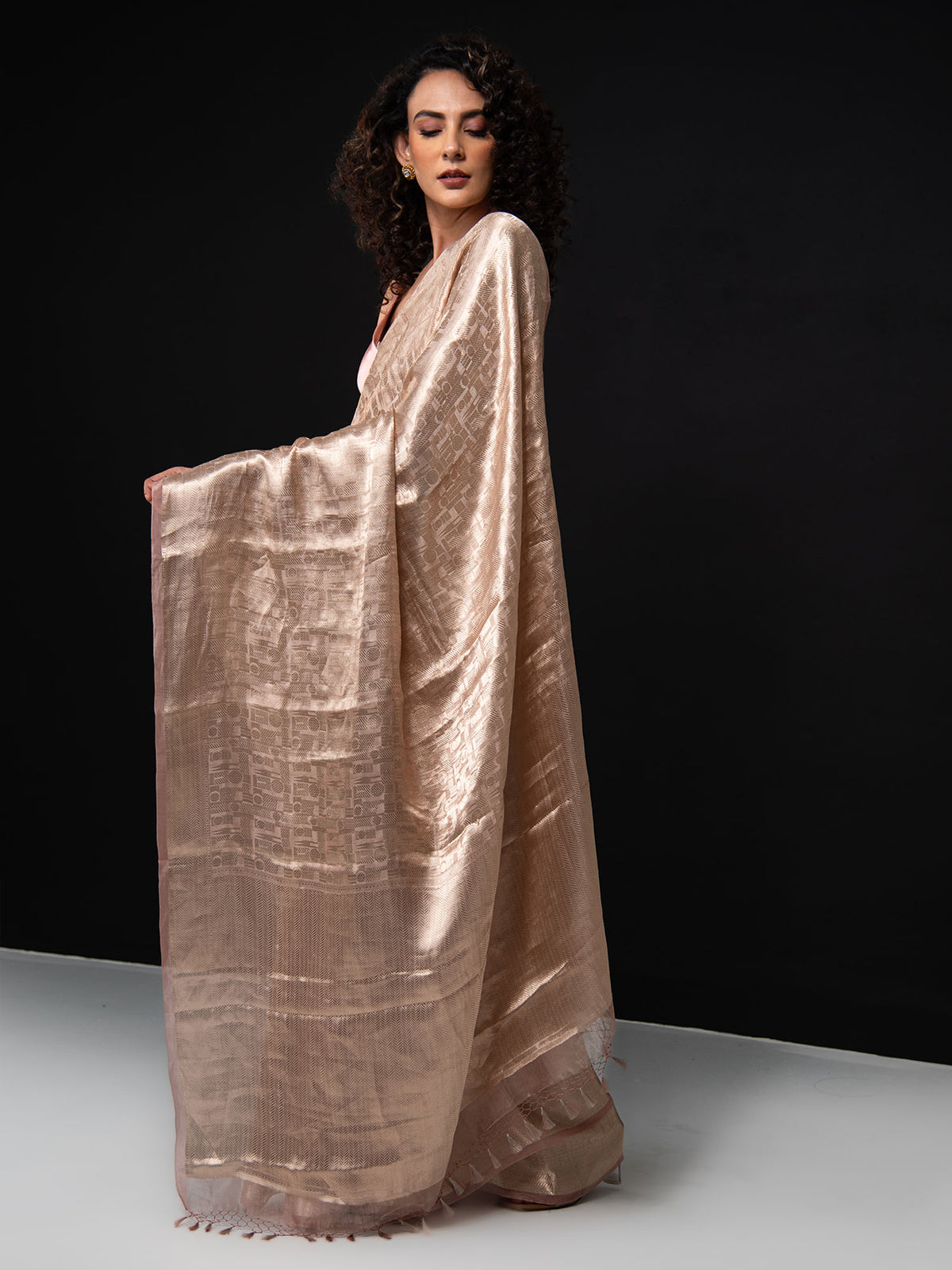 Pastel Pink Tissue Brocade Handloom Banarasi Saree - Sacred Weaves