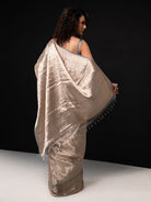 Grey Tissue Brocade Handloom Banarasi Saree - Sacred Weaves
