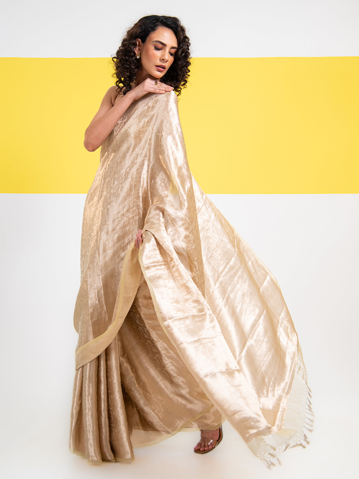 Pastel Yellow Tissue Brocade Handloom Banarasi Saree - Sacred Weaves