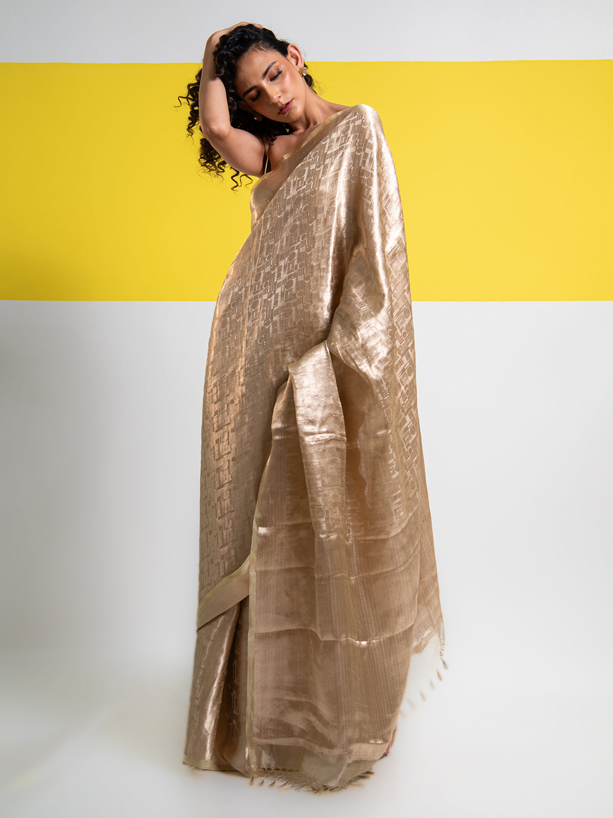 Pastel Yellow Tissue Brocade Handloom Banarasi Saree - Sacred Weaves
