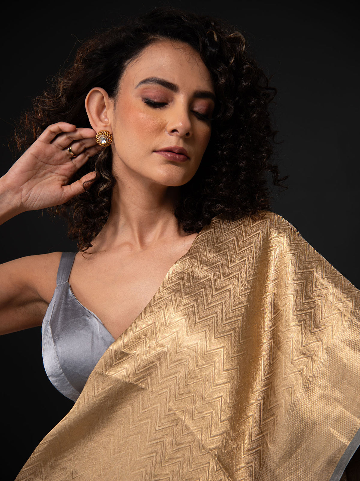 Grey Tissue Brocade Handloom Banarasi Saree - Sacred Weaves