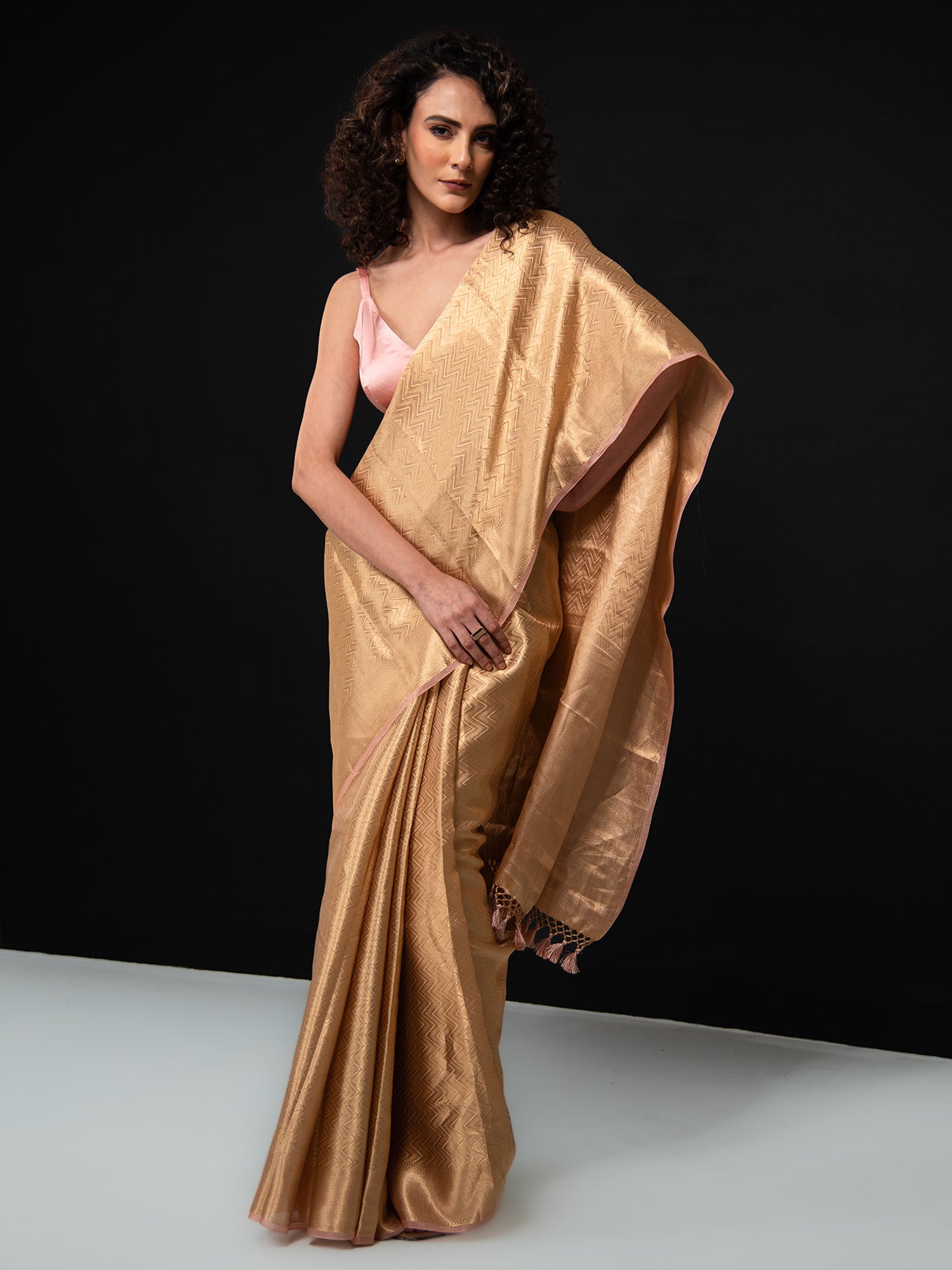 Pastel Pink Tissue Brocade Handloom Banarasi Saree - Sacred Weaves