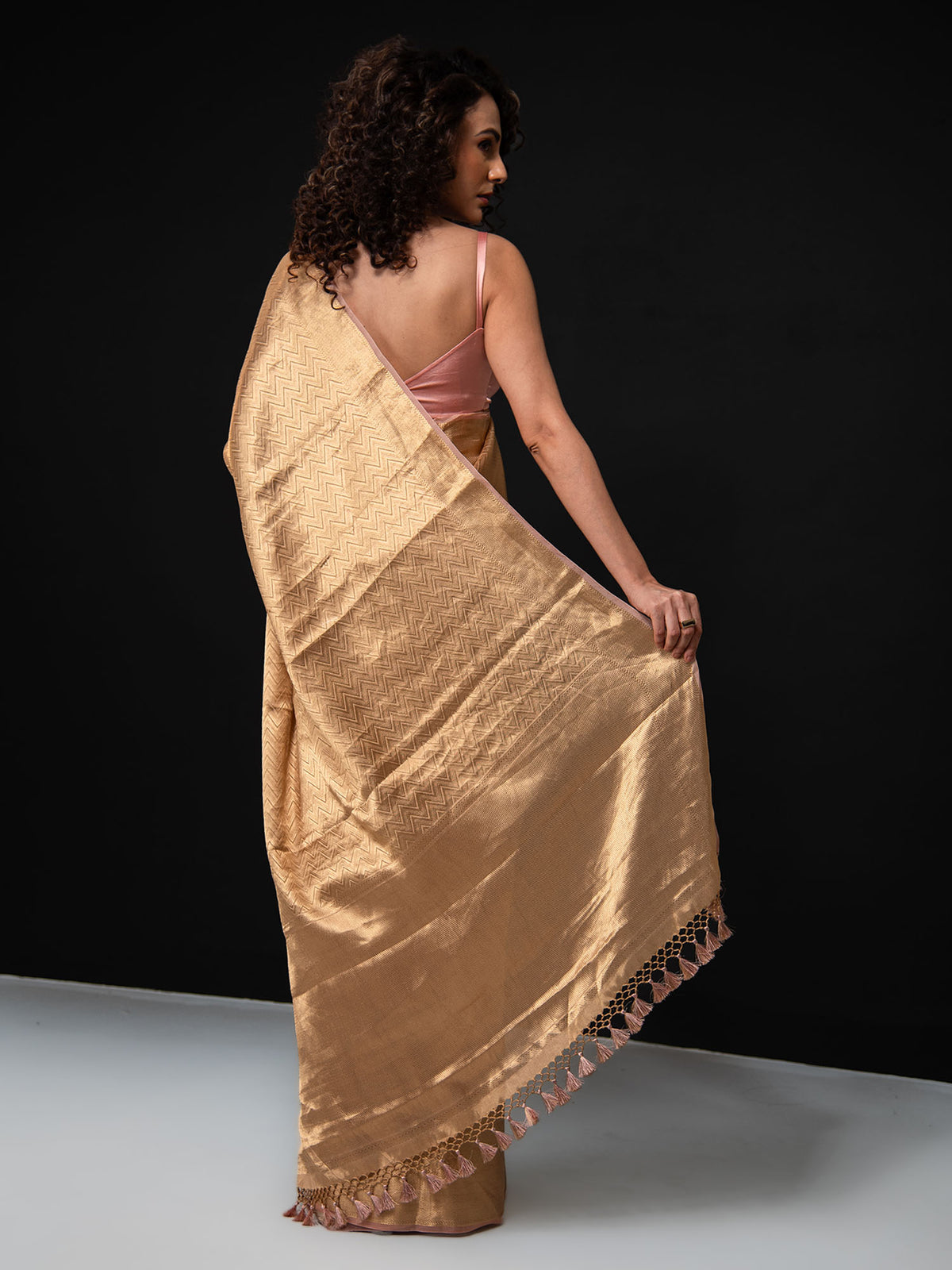 Pastel Pink Tissue Brocade Handloom Banarasi Saree - Sacred Weaves