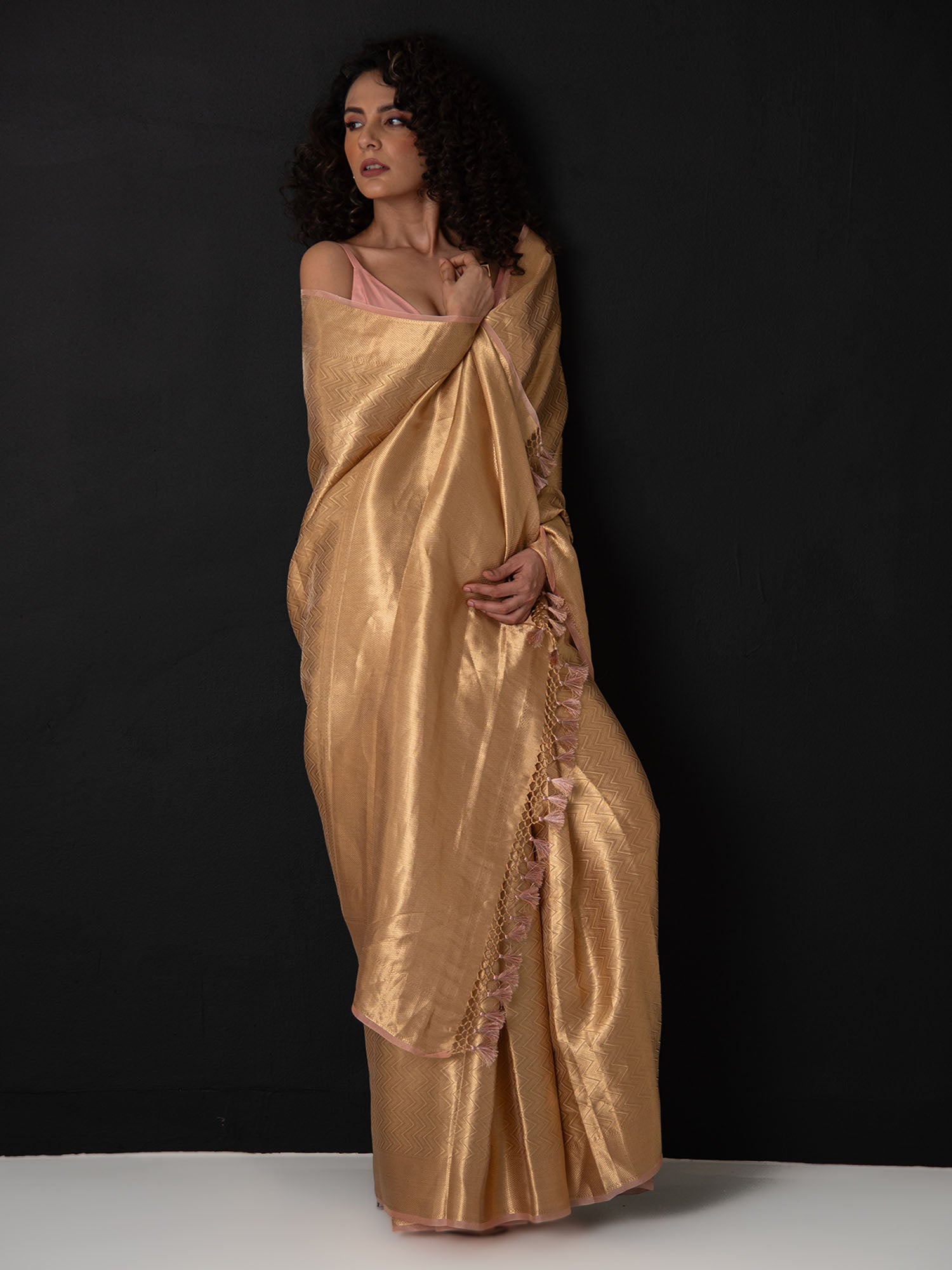 Pastel Pink Tissue Brocade Handloom Banarasi Saree - Sacred Weaves