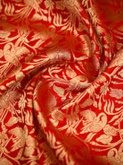 Red Silk Shikargah Brocade Handloom Banarasi Saree - Sacred Weaves